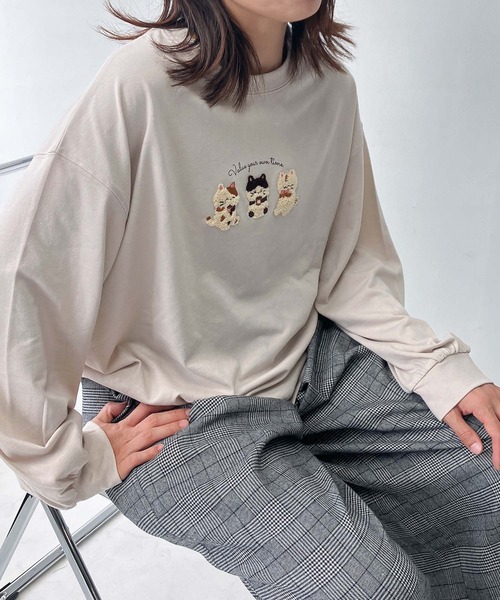 AS KNOW AS plus(アズノゥアズプラス)の「☆3匹ぽこアニマルロンT(Tシャツ/カットソー・レディース・ブルー系/ホワイト系/ブラック系/グリーン系/ブルー系2/ベージュ系2/ブラック系2/ホワイト系2/ベージュ系3/ブラック系3/ホワイト系3/アイボリー系3/ホワイト系4/ベージュ系4/アイボリー系4/ブラック系4/ホワイト系5/グリーン系5/ベージュ系5/ブラック系5/グリーン系6/ブラック系6/ブルー系6/ホワイト系6・FREE)」の16枚目の写真