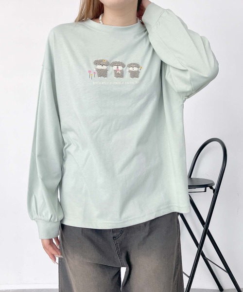 AS KNOW AS plus(アズノゥアズプラス)の「☆3匹ぽこアニマルロンT(Tシャツ/カットソー・レディース・ブルー系/ホワイト系/ブラック系/グリーン系/ブルー系2/ベージュ系2/ブラック系2/ホワイト系2/ベージュ系3/ブラック系3/ホワイト系3/アイボリー系3/ホワイト系4/ベージュ系4/アイボリー系4/ブラック系4/ホワイト系5/グリーン系5/ベージュ系5/ブラック系5/グリーン系6/ブラック系6/ブルー系6/ホワイト系6・FREE)」の20枚目の写真