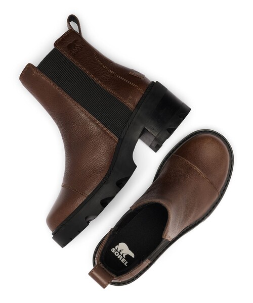 SOREL ブラウン ブーツ 23.5 セール】防滑 撥水 SOREL／レディース ジョアンナウ チェルシー ヒール