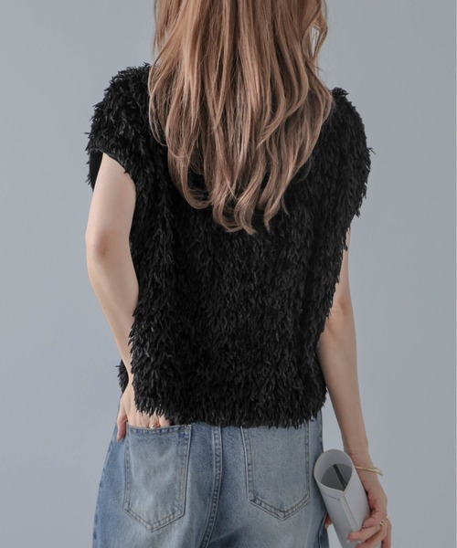 La-gemme（ラジェム）の「フェザーヤーンベスト（ベスト・レディース・ブラック/ブラウン/ピンク・フリー）」の7枚目の写真
