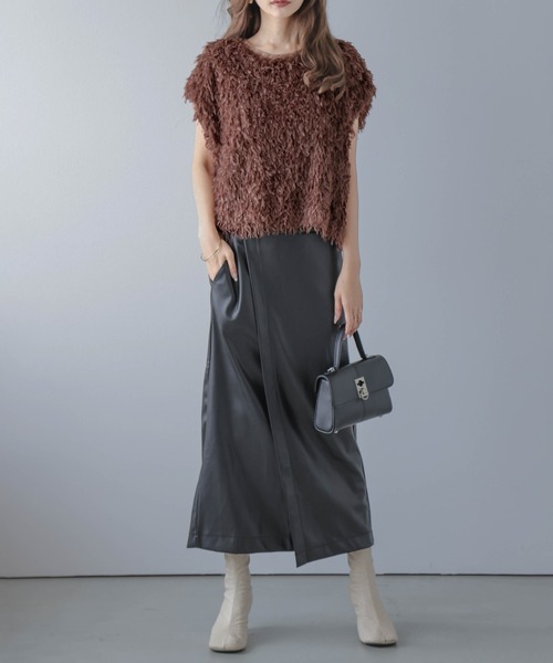 La-gemme（ラジェム）の「フェザーヤーンベスト（ベスト・レディース・ブラック/ブラウン/ピンク・フリー）」の8枚目の写真