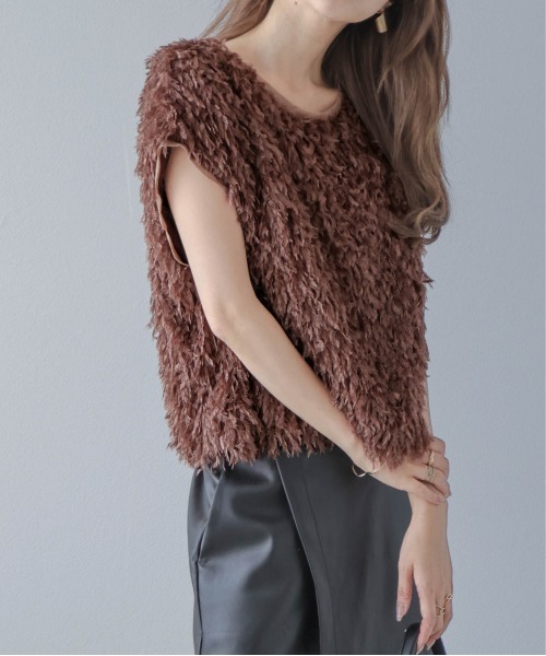 La-gemme（ラジェム）の「フェザーヤーンベスト（ベスト・レディース・ブラック/ブラウン/ピンク・フリー）」の9枚目の写真