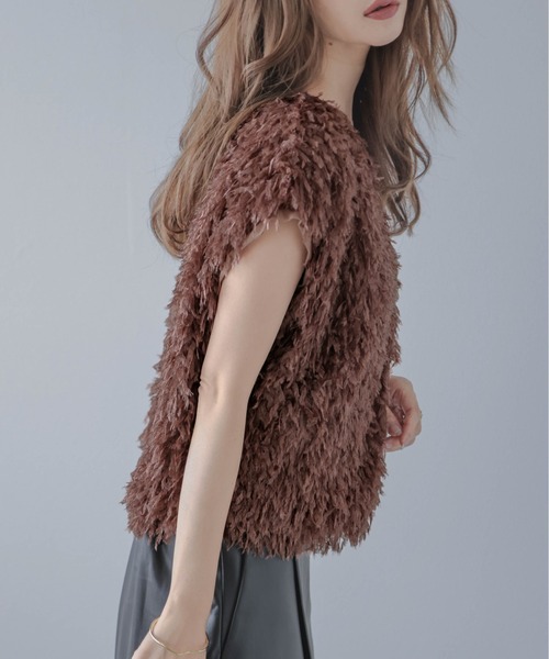 La-gemme（ラジェム）の「フェザーヤーンベスト（ベスト・レディース・ブラック/ブラウン/ピンク・フリー）」の11枚目の写真