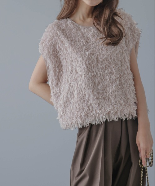 La-gemme（ラジェム）の「フェザーヤーンベスト（ベスト・レディース・ブラック/ブラウン/ピンク・フリー）」の13枚目の写真