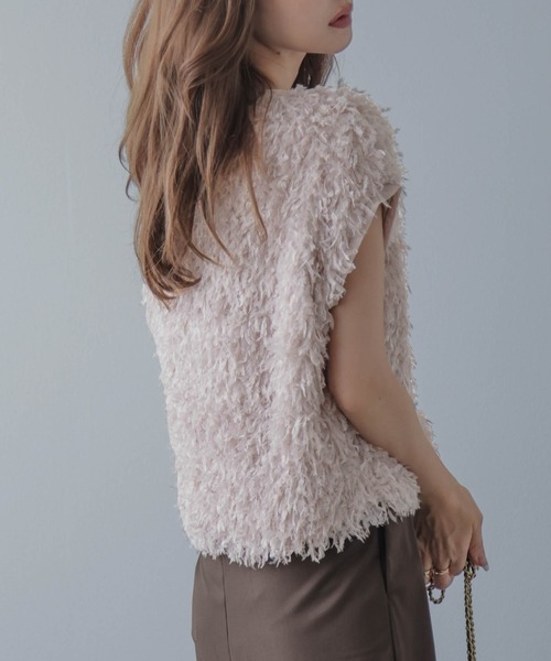 La-gemme（ラジェム）の「フェザーヤーンベスト（ベスト・レディース・ブラック/ブラウン/ピンク・フリー）」の14枚目の写真