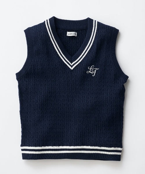 LOVETOXIC（ラブトキシック）の「【LOVETOXIC/ラブトキシック】ガールズニットベスト スクール（ベスト・キッズ・グレー/ネイビー/グリーン・LARGE/MEDIUM/SMALL/X-LARGE）」の3枚目の写真