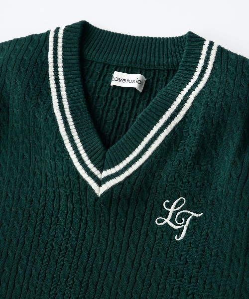 LOVETOXIC（ラブトキシック）の「【LOVETOXIC/ラブトキシック】ガールズニットベスト スクール（ベスト・キッズ・グレー/ネイビー/グリーン・LARGE/MEDIUM/SMALL/X-LARGE）」の9枚目の写真