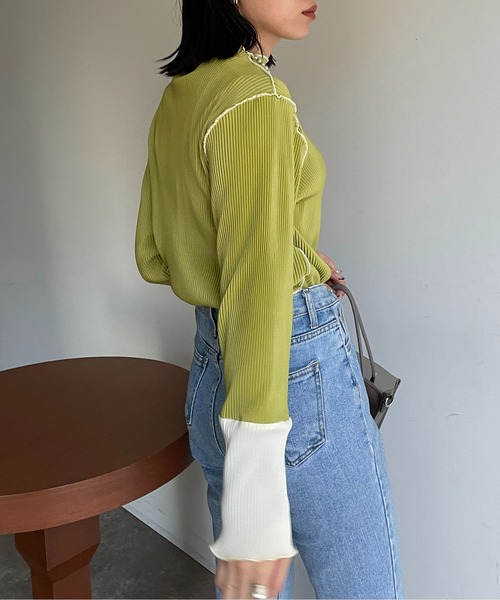 Thevon(ゼボン)の「袖先配色プリーツメロープルオーバー(Tシャツ/カットソー・レディース・グリーン系その他/ブラック・FREE)」の13枚目の写真
