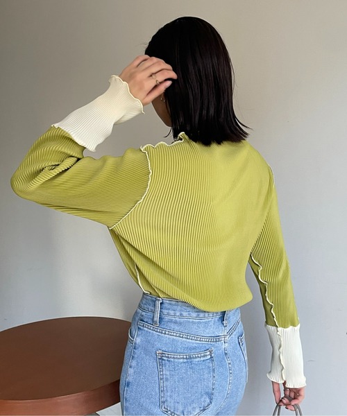 Thevon(ゼボン)の「袖先配色プリーツメロープルオーバー(Tシャツ/カットソー・レディース・グリーン系その他/ブラック・FREE)」の15枚目の写真
