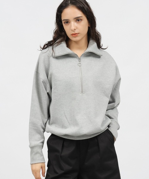 LAKOLE（ラコレ）の「ハーフジップスウェットプルオーバー / 985813（スウェット・レディース・グレー/アイボリー/チャコールグレー・SMALL/MEDIUM）」の2枚目の写真