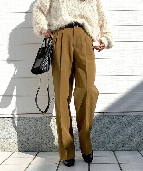 Q（キュー）の「ツータックマニッシュパンツ（その他パンツ・レディース・キャメル/チャコールグレー・SMALL/MEDIUM）」の18枚目の写真