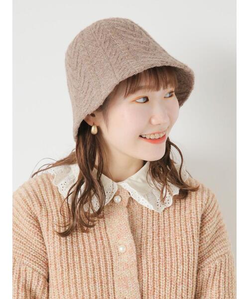 ehka sopo（エヘカソポ）の「ケーブルニットサーモハット（ハット・レディース・チャコールグレー/モカ/キナリ・F）」の3枚目の写真