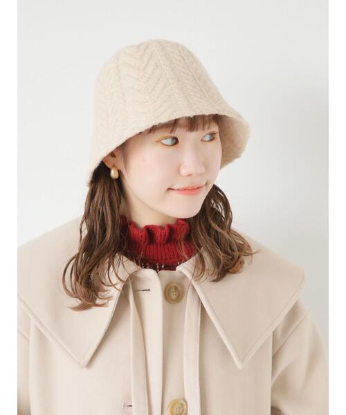 ehka sopo（エヘカソポ）の「ケーブルニットサーモハット（ハット・レディース・チャコールグレー/モカ/キナリ・F）」の4枚目の写真