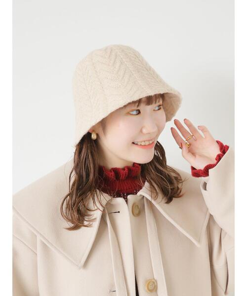ehka sopo（エヘカソポ）の「ケーブルニットサーモハット（ハット・レディース・チャコールグレー/モカ/キナリ・F）」の5枚目の写真