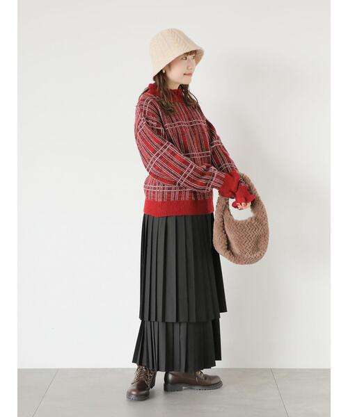 ehka sopo（エヘカソポ）の「ケーブルニットサーモハット（ハット・レディース・チャコールグレー/モカ/キナリ・F）」の8枚目の写真