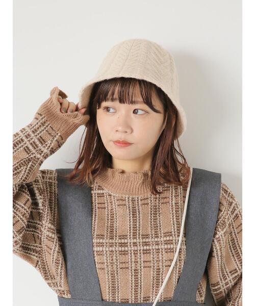 ehka sopo（エヘカソポ）の「ケーブルニットサーモハット（ハット・レディース・チャコールグレー/モカ/キナリ・F）」の10枚目の写真