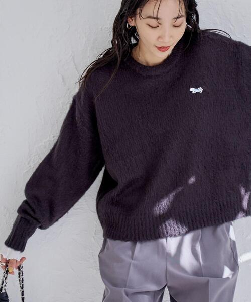 PENNEYS（ぺニーズ）の「PENNEYS（ぺニーズ）別注シャギークルーネックニット（WEB限定カラー）（ニット/セーター・レディース・レッド/オフホワイト/ネイビー/コバルトブルー/ライム/ダークグレー・L/M）」の6枚目の写真