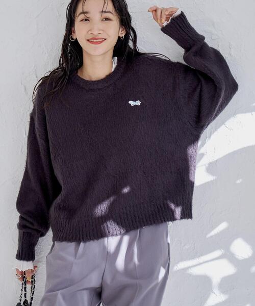 PENNEYS（ぺニーズ）の「PENNEYS（ぺニーズ）別注シャギークルーネックニット（WEB限定カラー）（ニット/セーター・レディース・レッド/オフホワイト/ネイビー/コバルトブルー/ライム/ダークグレー・L/M）」の15枚目の写真