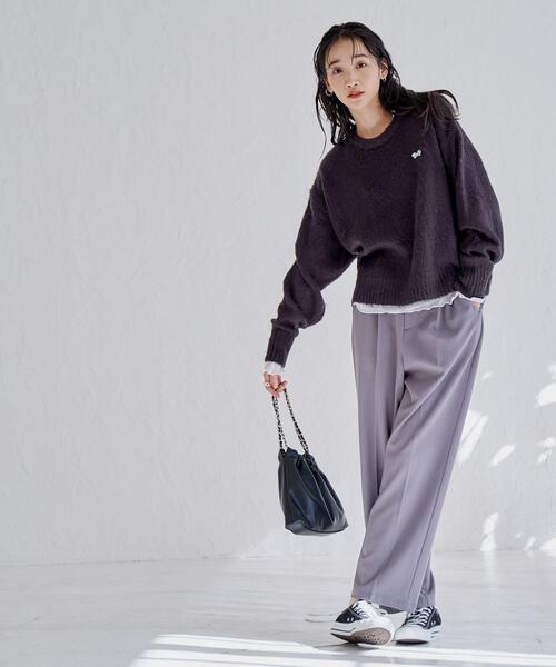 PENNEYS（ぺニーズ）の「PENNEYS（ぺニーズ）別注シャギークルーネックニット（WEB限定カラー）（ニット/セーター・レディース・レッド/オフホワイト/ネイビー/コバルトブルー/ライム/ダークグレー・L/M）」の19枚目の写真