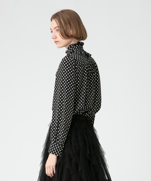 LOULOU WILLOUGHBY デシンドットフリルボウタイブラウス ブラック allureville｜【LOULOU WILLOUGHBY】◇デシンドットフリル
