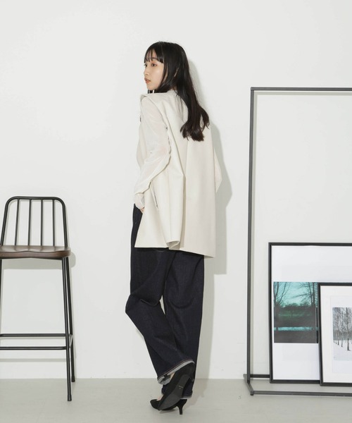 ブレザーサイズM と白ベストおまけ新品 NANO universe（ナノユニバース）の「フェイクレザーベスト