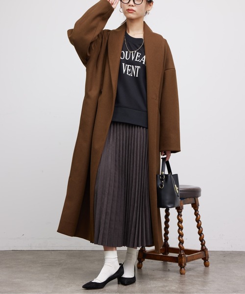 Chez toi（シェトワ）の「ピーチスキンプリーツスカート（スカート・レディース・チャコールグレー/イエロー/サックスブルー・FREE）」の4枚目の写真