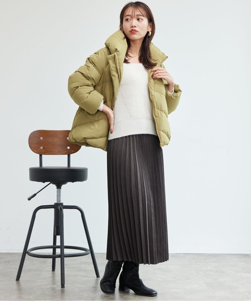 Chez toi（シェトワ）の「ピーチスキンプリーツスカート（スカート・レディース・チャコールグレー/イエロー/サックスブルー・FREE）」の7枚目の写真