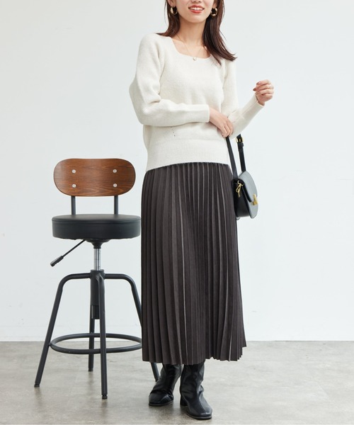 Chez toi（シェトワ）の「ピーチスキンプリーツスカート（スカート・レディース・チャコールグレー/イエロー/サックスブルー・FREE）」の8枚目の写真