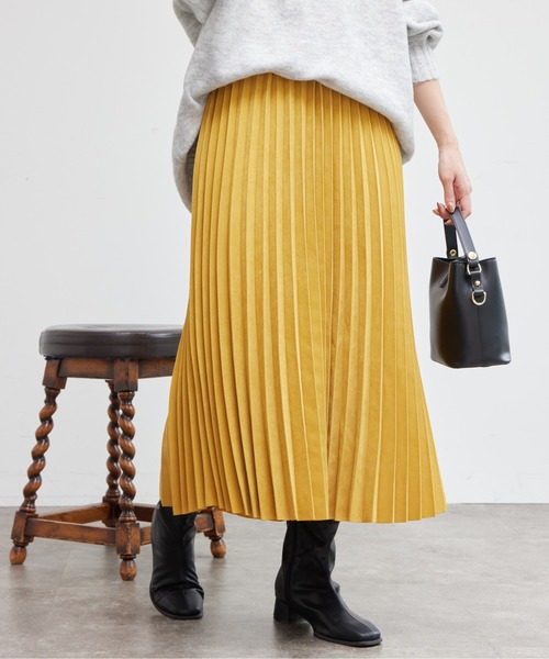 Chez toi（シェトワ）の「ピーチスキンプリーツスカート（スカート・レディース・チャコールグレー/イエロー/サックスブルー・FREE）」の16枚目の写真