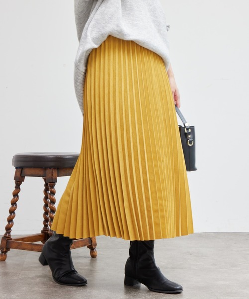 Chez toi（シェトワ）の「ピーチスキンプリーツスカート（スカート・レディース・チャコールグレー/イエロー/サックスブルー・FREE）」の17枚目の写真