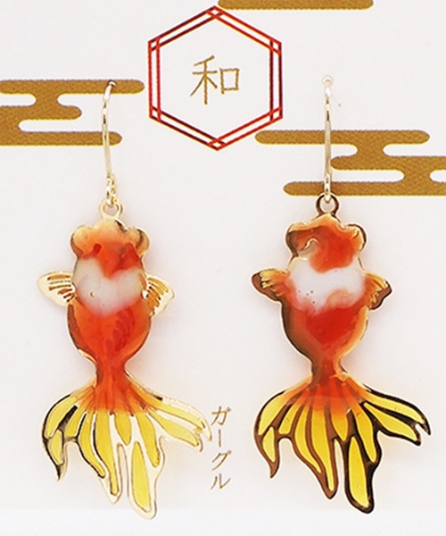 gargle(ガーグル)の「gargle ガーグル:JAPANシリーズ 出目金 ピアス(ピアス(両耳用)・レディース・ブラック/レッド・FREE)」の4枚目の写真