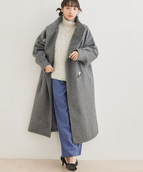 Jayro（ジャイロ）の「スタンドカラーダッフル風コート（ダッフルコート・レディース・チャコールグレー/ダークブラウン/ブラック・M）」の4枚目の写真