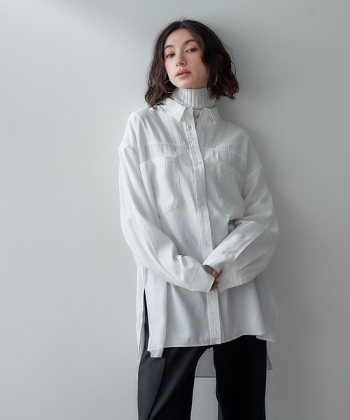 eL（エル）の「【eL】Boxy Big Shirt /101911（シャツ/ブラウス・レディース・オフホワイト/サックスブルー・FREE）」の2枚目の写真