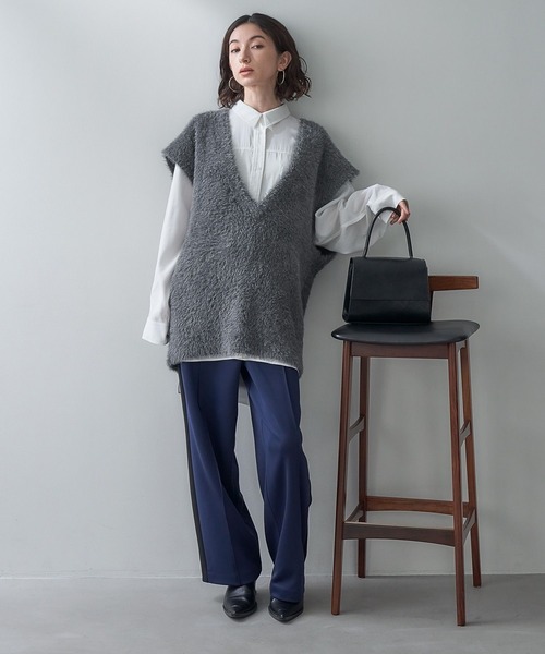eL（エル）の「【eL】Boxy Big Shirt /101911（シャツ/ブラウス・レディース・オフホワイト/サックスブルー・FREE）」の4枚目の写真