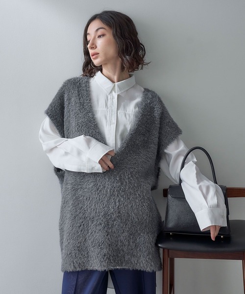 eL（エル）の「【eL】Boxy Big Shirt /101911（シャツ/ブラウス・レディース・オフホワイト/サックスブルー・FREE）」の6枚目の写真