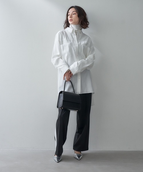 eL（エル）の「【eL】Boxy Big Shirt /101911（シャツ/ブラウス・レディース・オフホワイト/サックスブルー・FREE）」の8枚目の写真