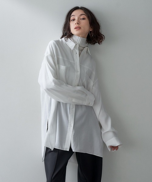eL（エル）の「【eL】Boxy Big Shirt /101911（シャツ/ブラウス・レディース・オフホワイト/サックスブルー・FREE）」の11枚目の写真