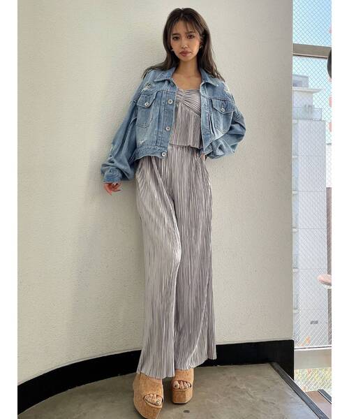 GYDA（ジェイダ）の「サテンプリーツワイドパンツ（その他パンツ・レディース・ライトグレー/ブラック/その他1・FREE）」の9枚目の写真