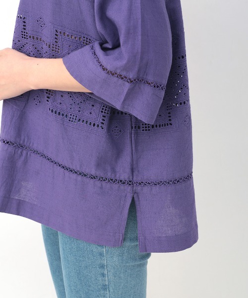 チチカカ（チチカカ）の「Rico カットワークエンブロイダリーシャツ（シャツ/ブラウス・レディース・ブラック/パープル/ナチュラル・FREE）」の16枚目の写真
