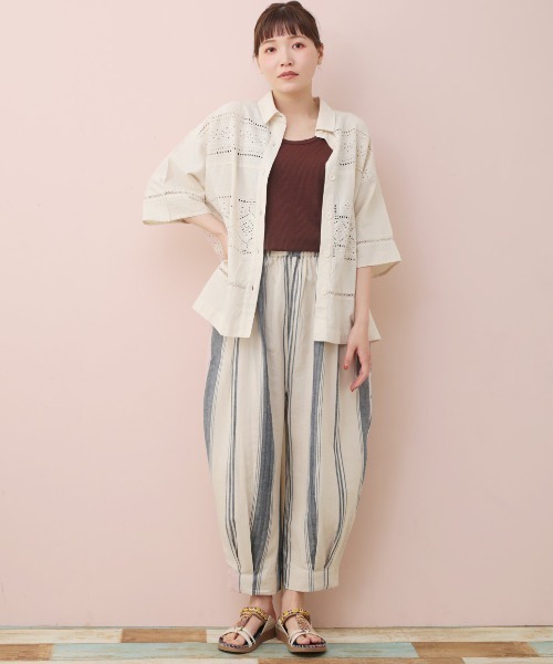 チチカカ（チチカカ）の「Rico カットワークエンブロイダリーシャツ（シャツ/ブラウス・レディース・ブラック/パープル/ナチュラル・FREE）」の7枚目の写真