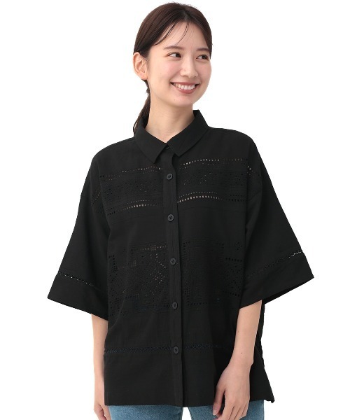 チチカカ（チチカカ）の「Rico カットワークエンブロイダリーシャツ（シャツ/ブラウス・レディース・ブラック/パープル/ナチュラル・FREE）」の9枚目の写真