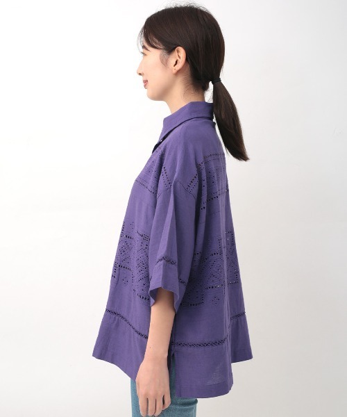 チチカカ（チチカカ）の「Rico カットワークエンブロイダリーシャツ（シャツ/ブラウス・レディース・ブラック/パープル/ナチュラル・FREE）」の12枚目の写真