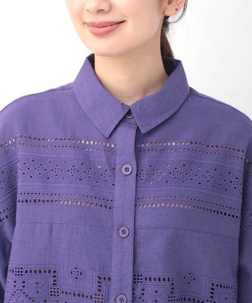 チチカカ（チチカカ）の「Rico カットワークエンブロイダリーシャツ（シャツ/ブラウス・レディース・ブラック/パープル/ナチュラル・FREE）」の14枚目の写真