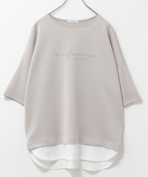 URBAN COLLECTION（アーバンコレクション）の「URBAN COLLECTION エアスムージー　フェイクレイヤードプリント入りTシャツ（Tシャツ/カットソー・レディース・チャコールグレー/ベージュ/ライトグリーン/ラベンダー・フリー）」の16枚目の写真