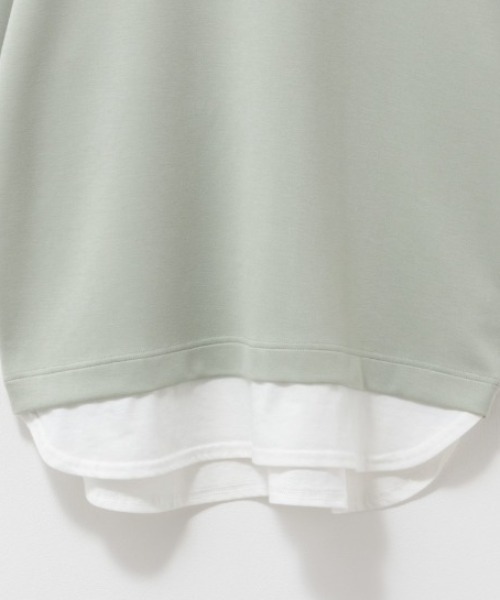 URBAN COLLECTION（アーバンコレクション）の「URBAN COLLECTION エアスムージー　フェイクレイヤードプリント入りTシャツ（Tシャツ/カットソー・レディース・チャコールグレー/ベージュ/ライトグリーン/ラベンダー・フリー）」の18枚目の写真