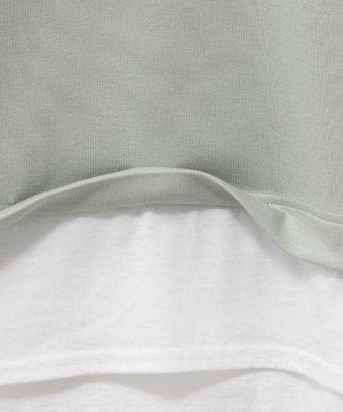 URBAN COLLECTION（アーバンコレクション）の「URBAN COLLECTION エアスムージー　フェイクレイヤードプリント入りTシャツ（Tシャツ/カットソー・レディース・チャコールグレー/ベージュ/ライトグリーン/ラベンダー・フリー）」の19枚目の写真