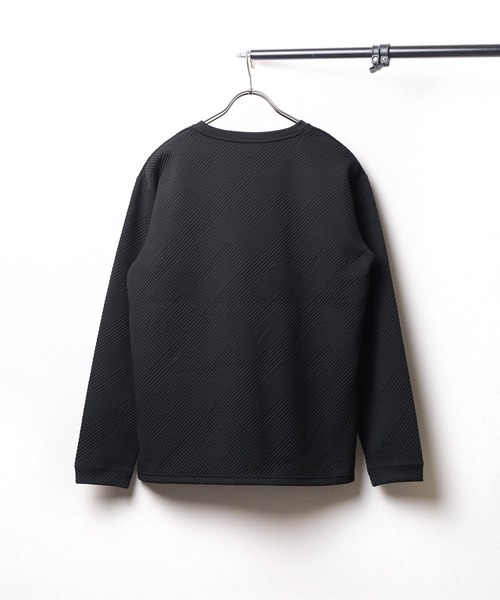 NO WAY（ノーウェイ）の「/クルーネックジオメトリックジャガードロングスリーブTシャツ（Tシャツ/カットソー・メンズ・グレー/ブラック/ホワイト・MEDIUM/LARGE）」の4枚目の写真