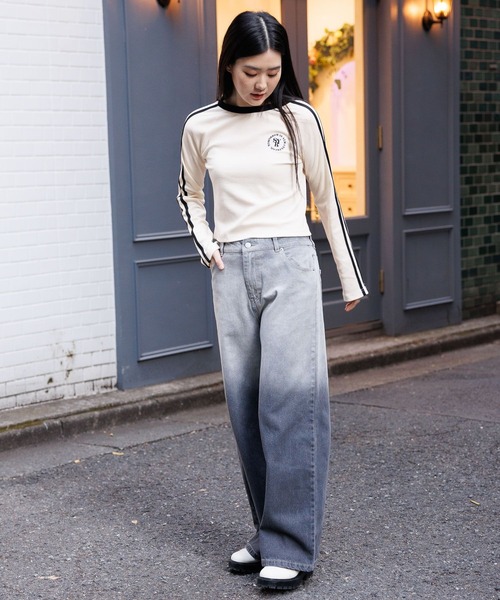 3.3 Field Trip （3.3フィールドトリップ）の「3.3 Field Trip／ラインロングスリーブT 2100058（Tシャツ/カットソー・レディース・アイボリー/ブラック・FREE）」の3枚目の写真