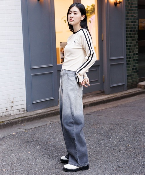 3.3 Field Trip （3.3フィールドトリップ）の「3.3 Field Trip／ラインロングスリーブT 2100058（Tシャツ/カットソー・レディース・アイボリー/ブラック・FREE）」の4枚目の写真