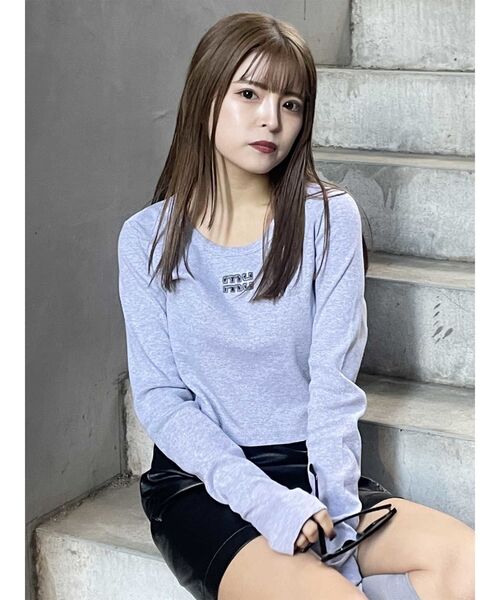 MURUA（ムルーア）の「ロゴテレコTシャツ（Tシャツ/カットソー・レディース・ホワイト/ブラック/カーキ/ライトブルー/グレー・FREE）」の21枚目の写真